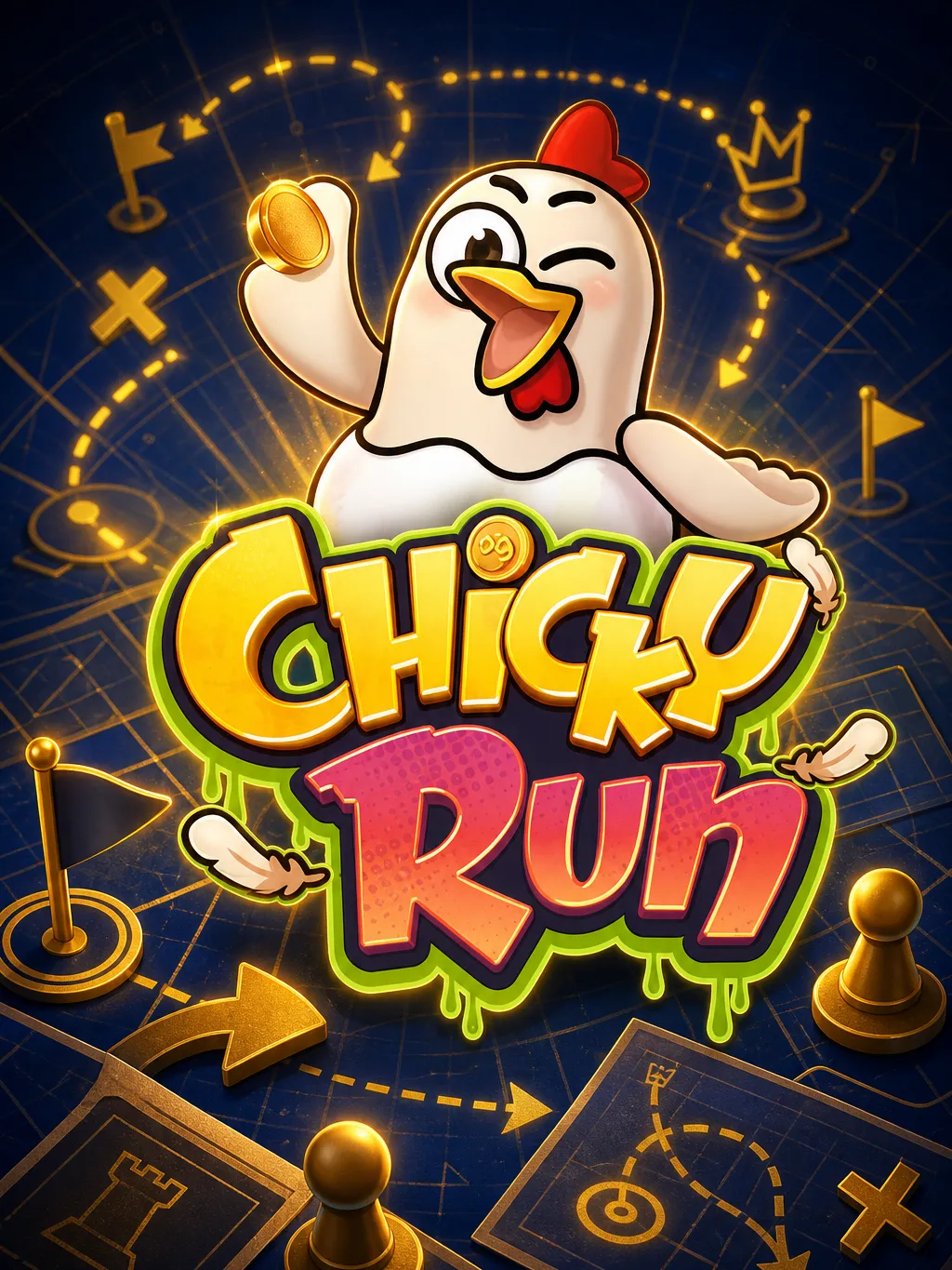 Chicken Run strategy diagram showing a cashout multiplier range of x1.5 to x2.5